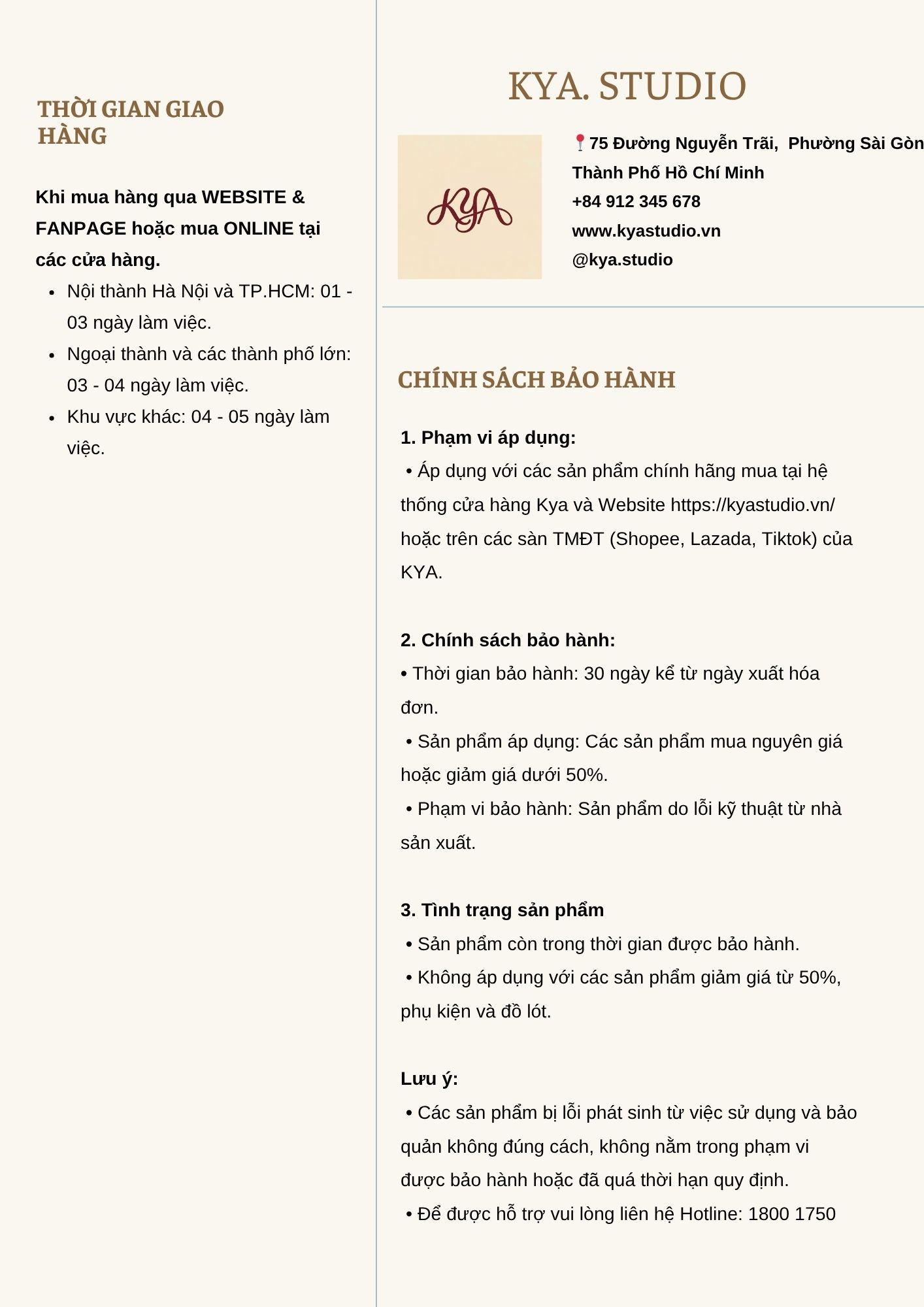 CHÍNH SÁCH BẢO HÀNH